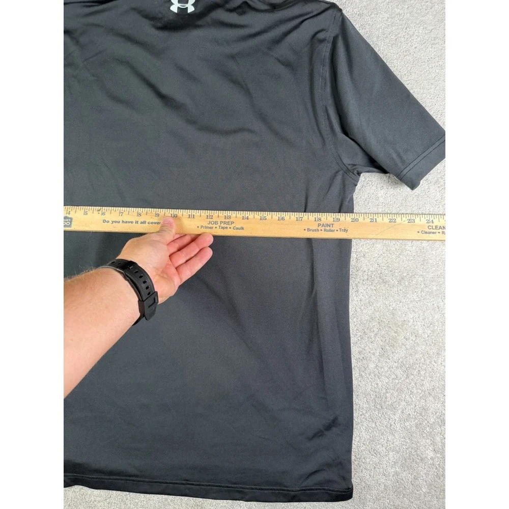 Under Armour Playoff Polo Men M Black Green Colorblock Loose HeatGear Golf Shirt